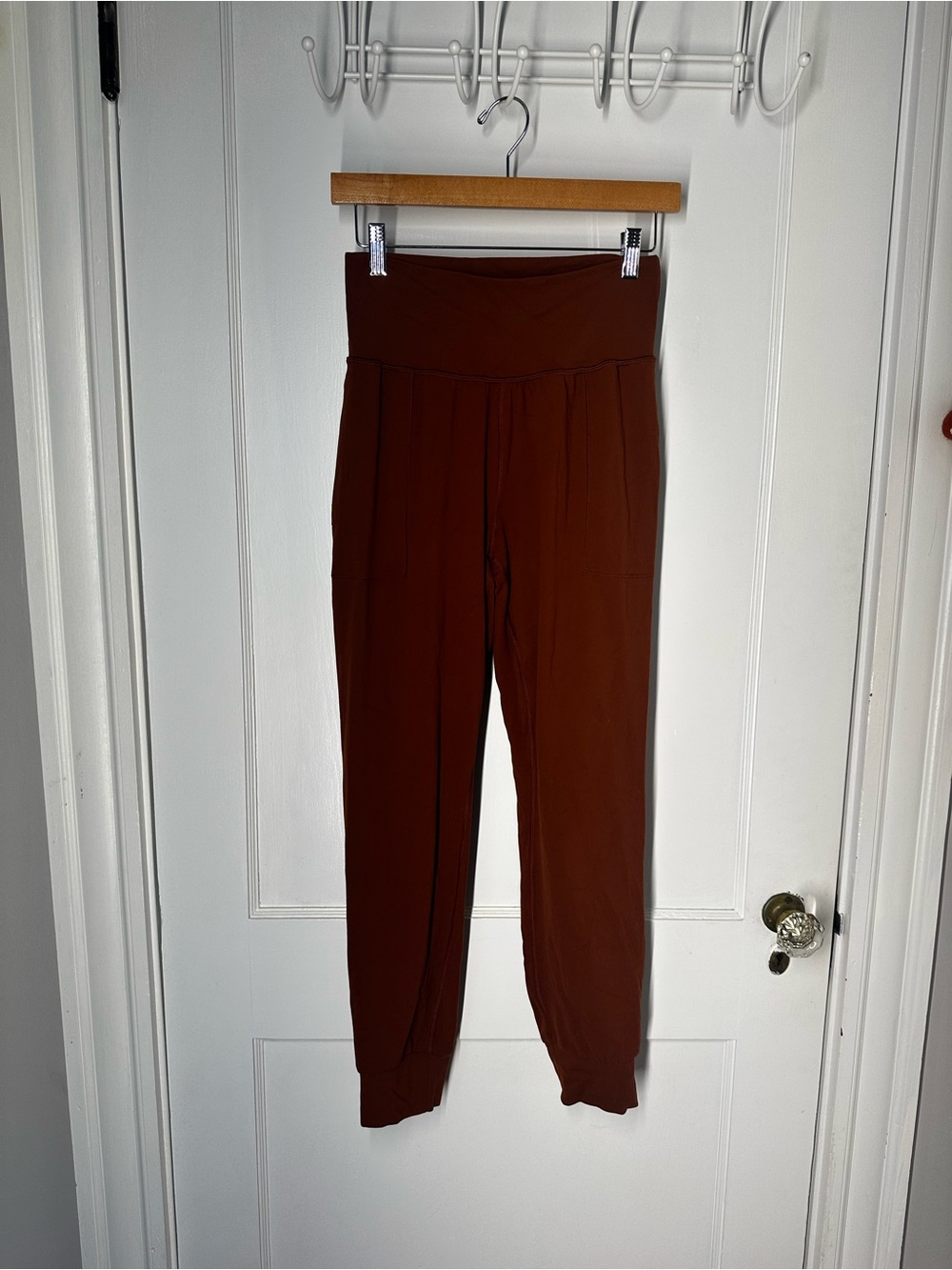Athleta High-Waist Salutation Joggers in Deep Rust